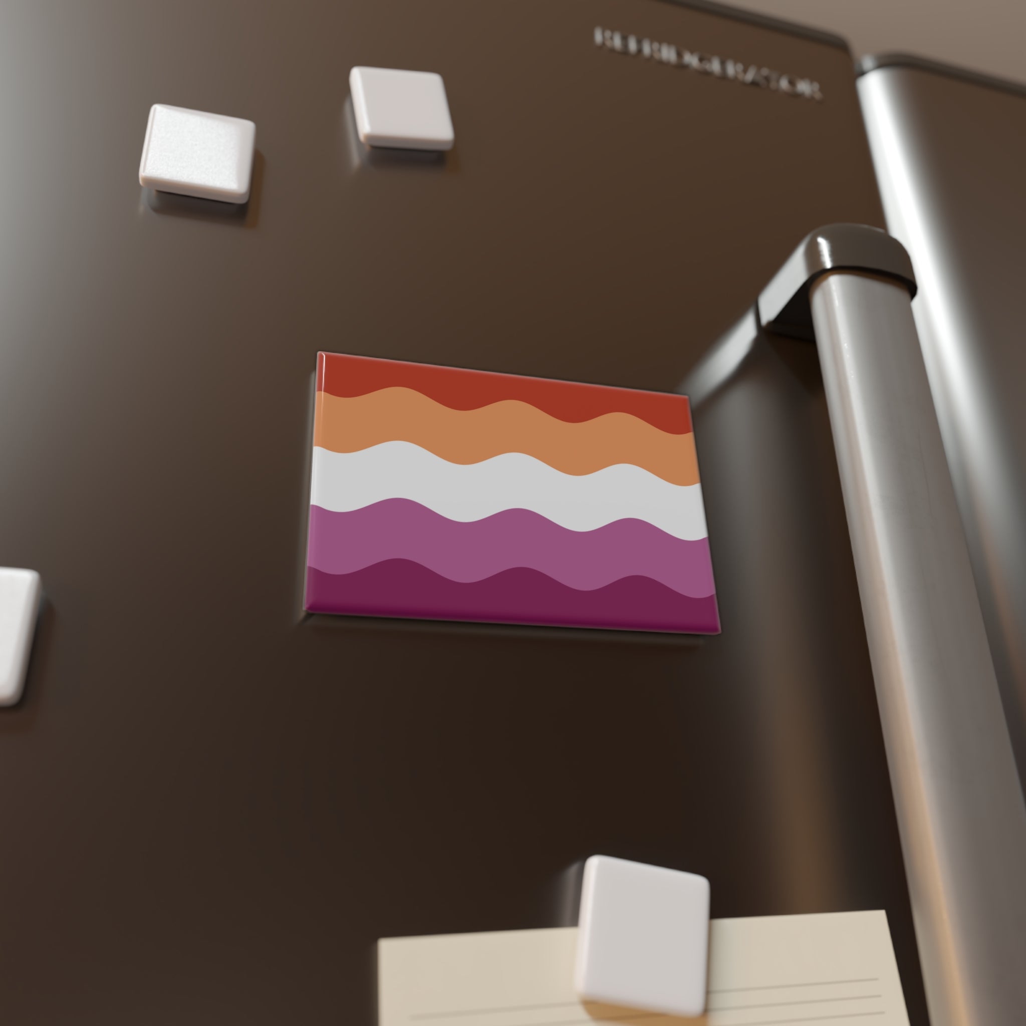 Lesbian Pride Flag Magnet: Ripple Rectangle Button for Fridge