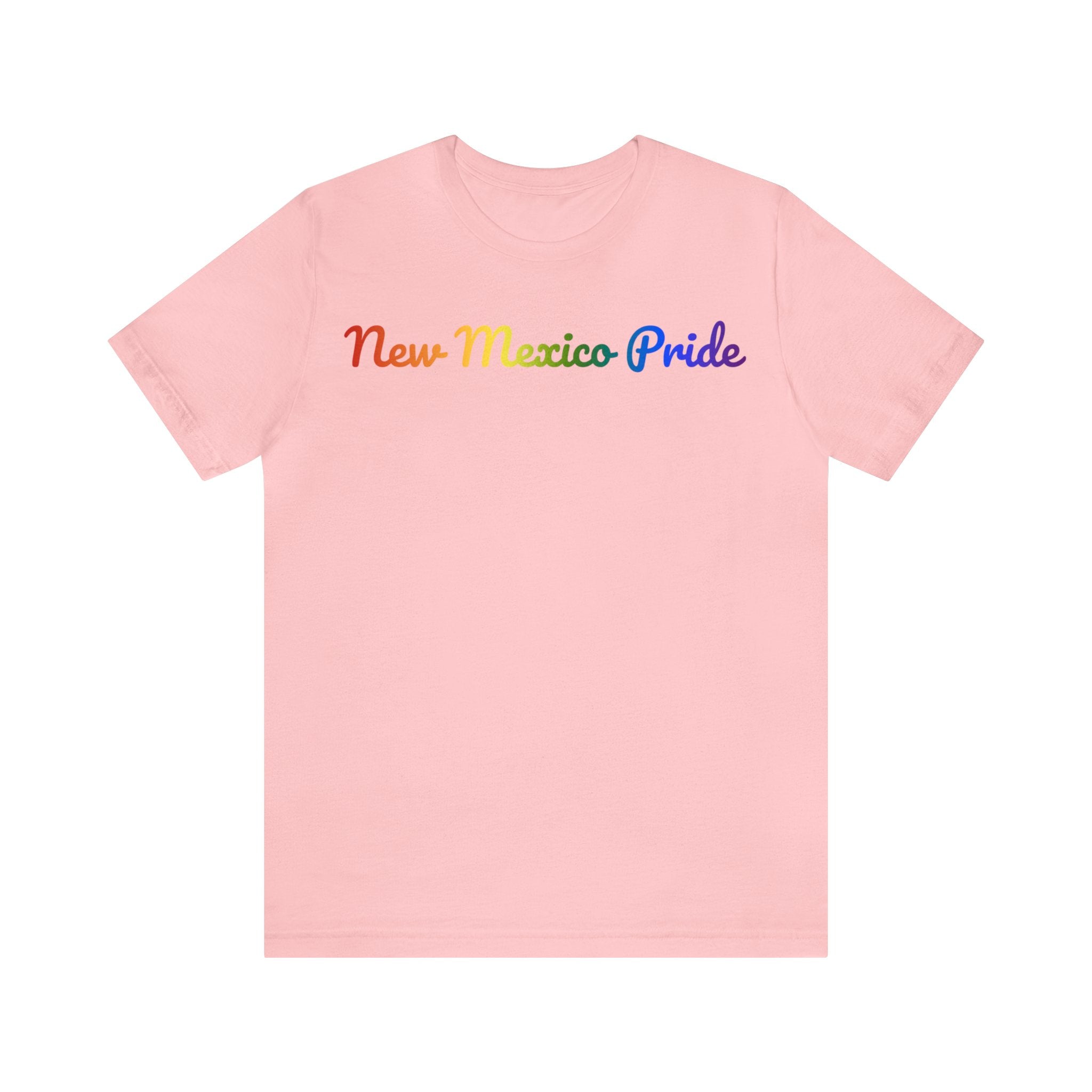 New Mexico Pride T-Shirt: Flowing Cursive Design with LGBTQ+ Gradient