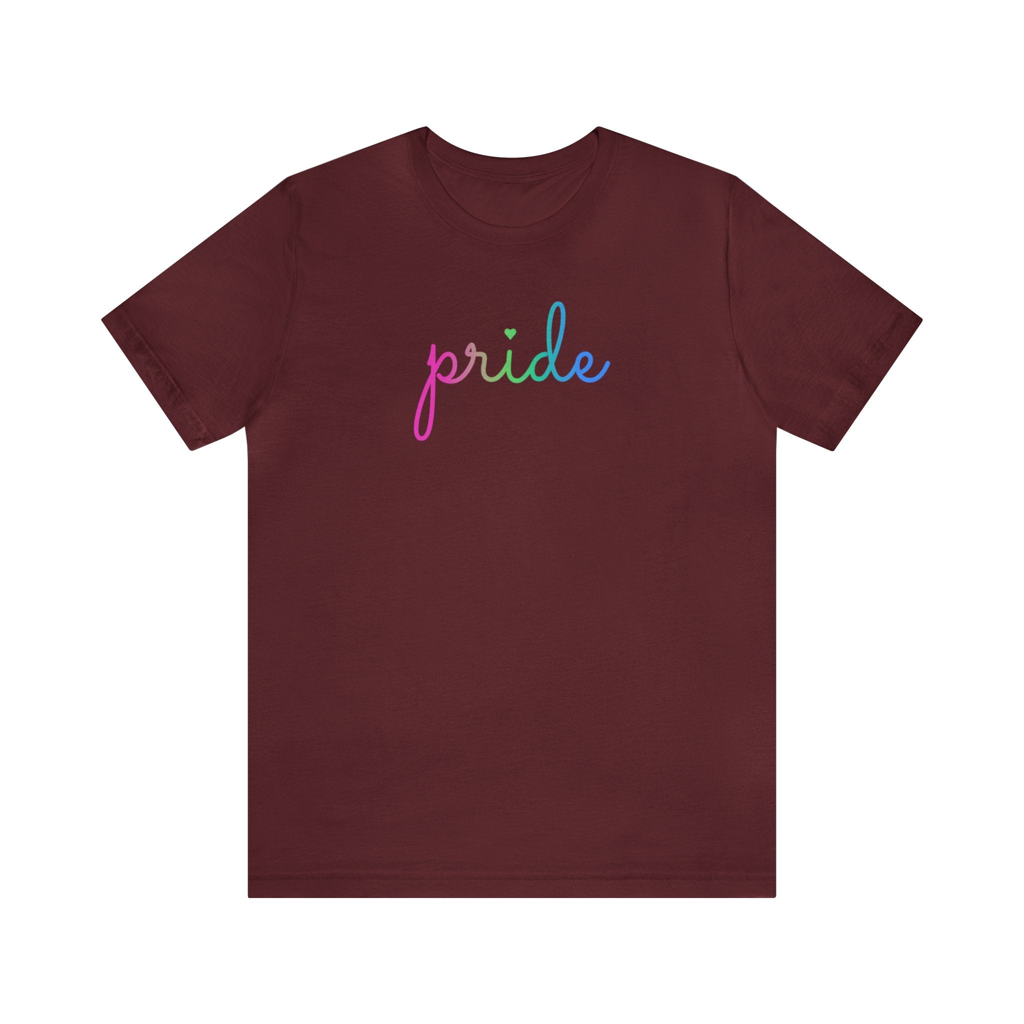 Polysexual Pride T-Shirt: Flowing Cursive 'Pride' in Gradient Hues