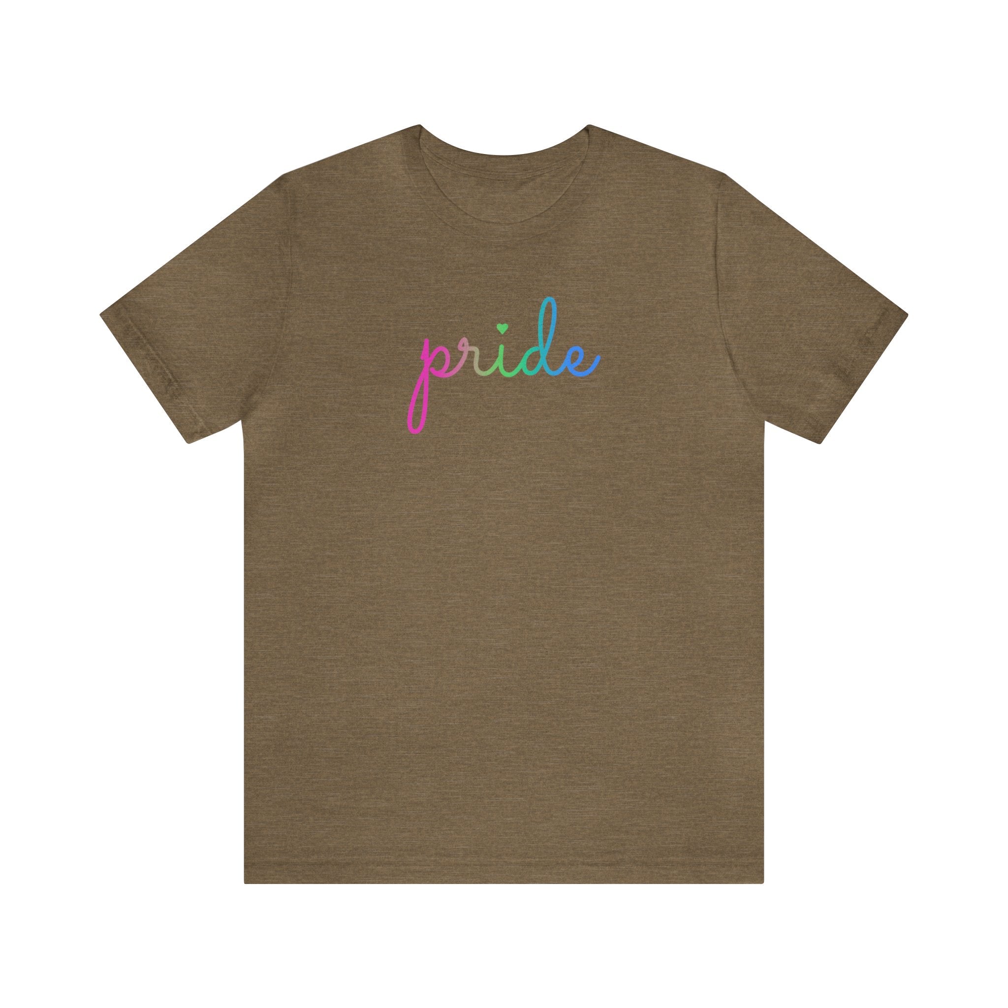 Polysexual Pride T-Shirt: Flowing Cursive 'Pride' in Gradient Hues