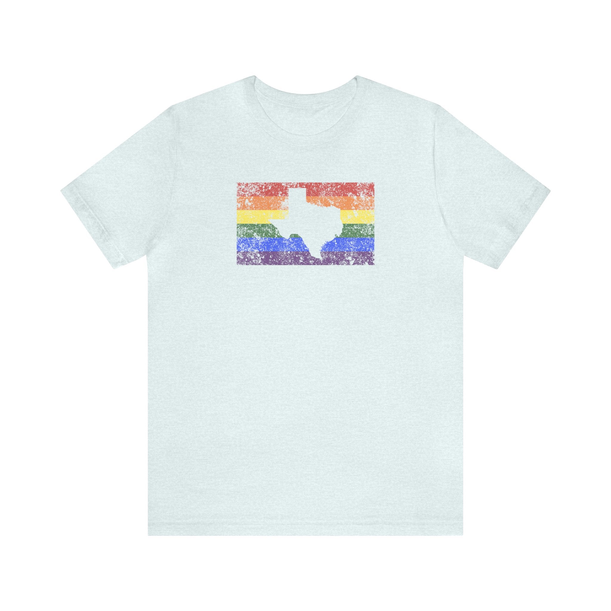 Texas Pride Flag Tee: Rainbow LGBTQ+ State Silhouette Distressed Shirt