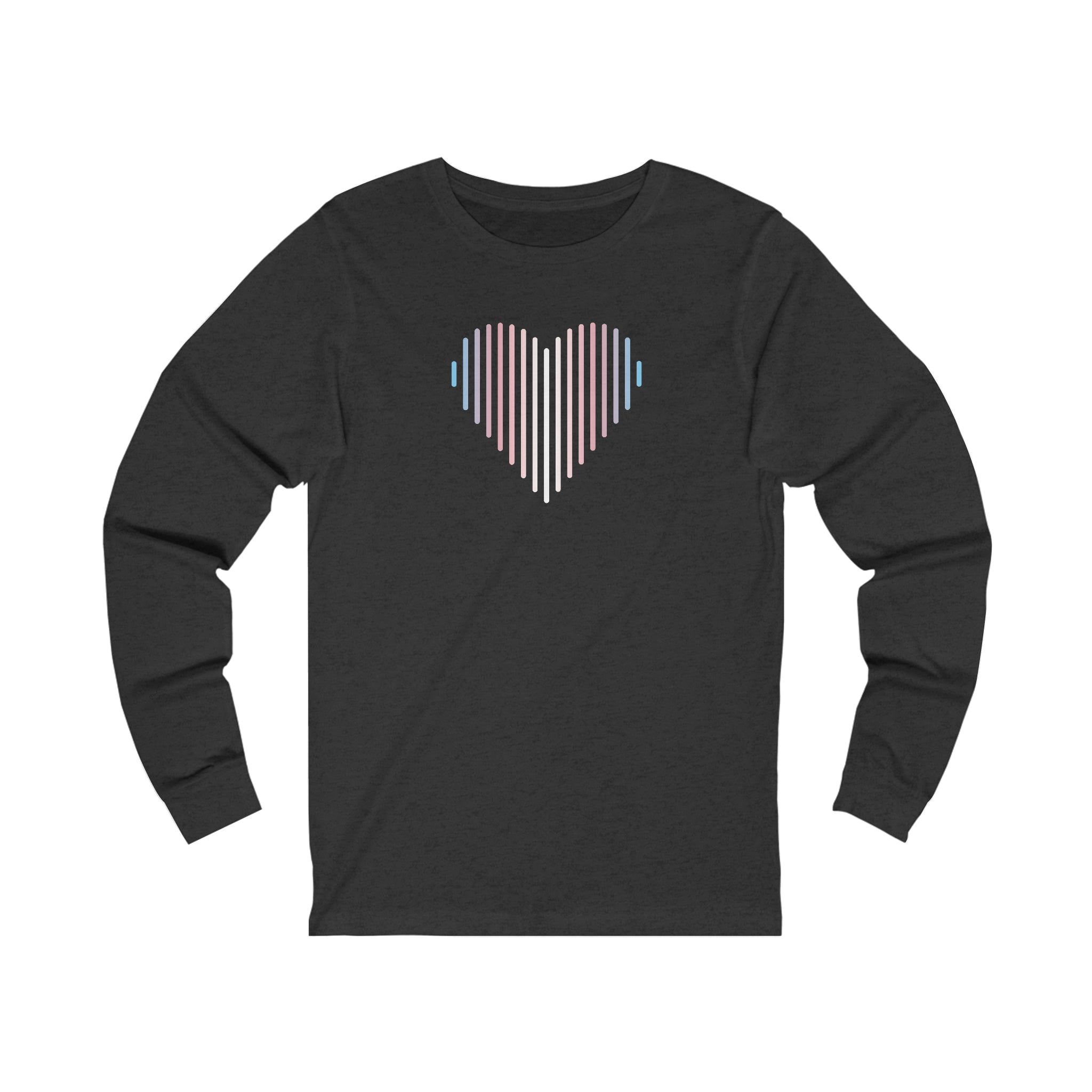 Transgender Heart Lines Long Sleeve T-Shirt: Pride Gradient Tee