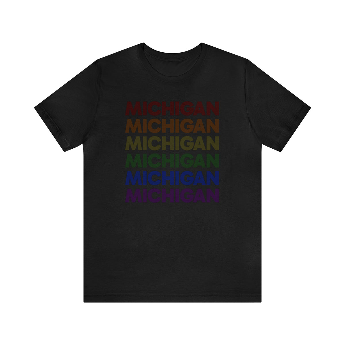 Michigan LGBTQ+ Pride Flag, Faded Black T-Shirt