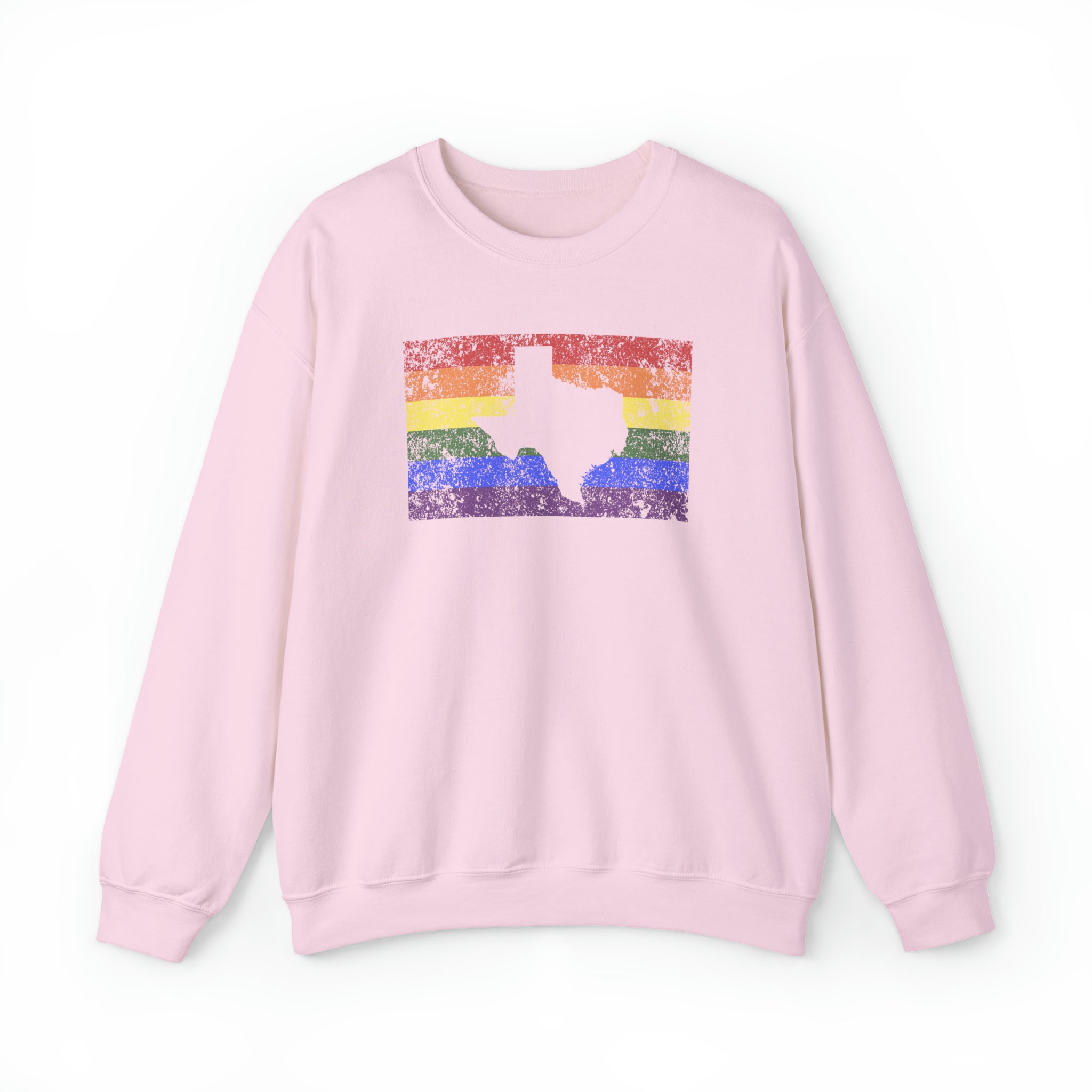Texas Pride Flag Sweater: Rainbow LGBTQ+ State Silhouette Distressed Sweatshirt