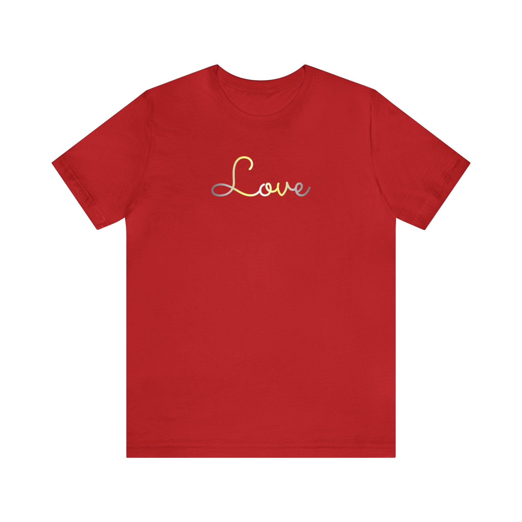 Demigender Love Script Tee: Subtly Elegant Pride T-Shirt