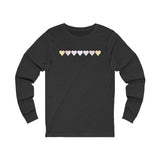 Pangender Flag Hearts Long Sleeve Tee: Pride LGBTQ+ Gradient Design