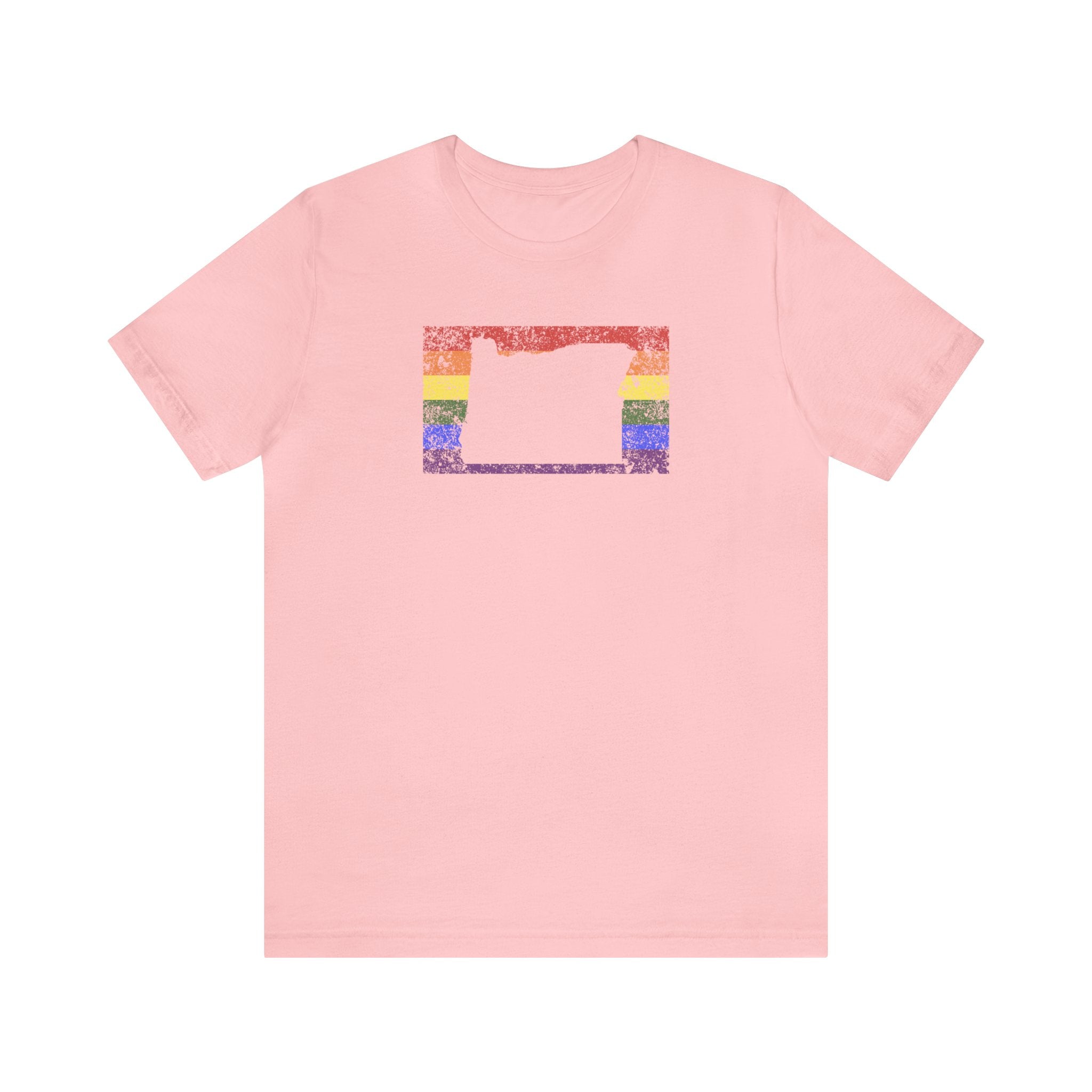 Oregon Pride Flag Tee: Rainbow LGBTQ+ State Silhouette Distressed Shirt