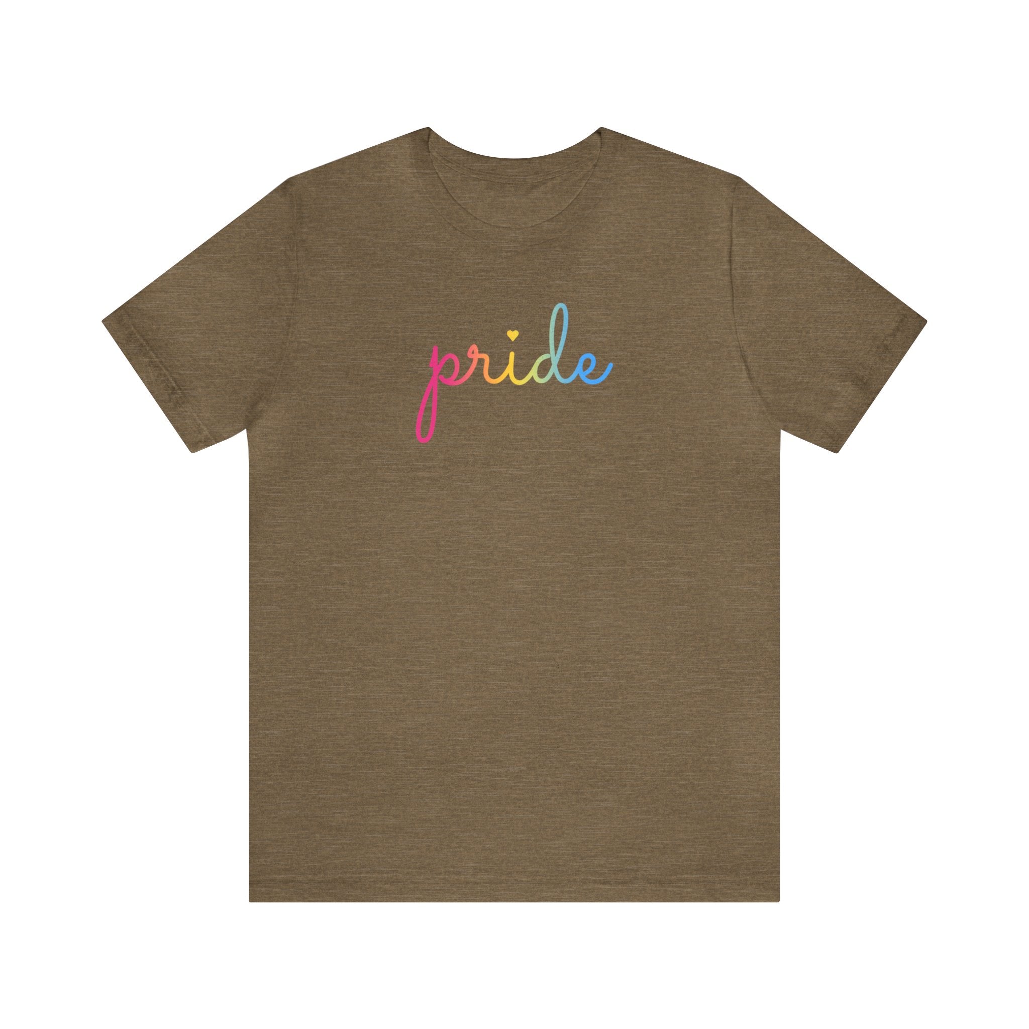Pansexual Pride T-Shirt: Flowing Cursive 'Pride' in Gradient Hues