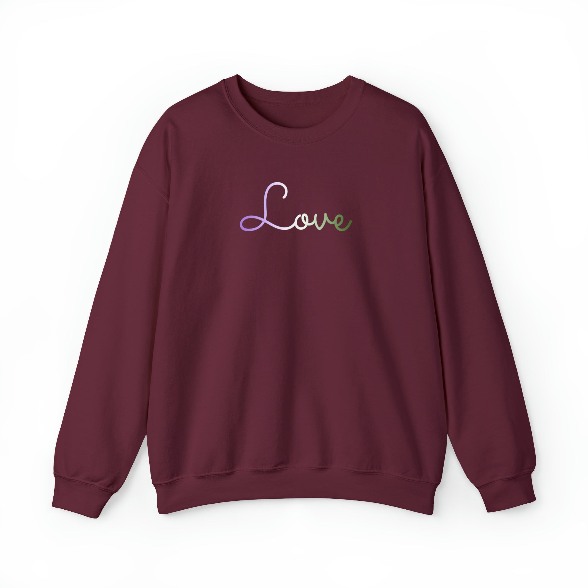 Genderqueer Love Script Sweatshirt: Subtly Elegant Pride Sweater