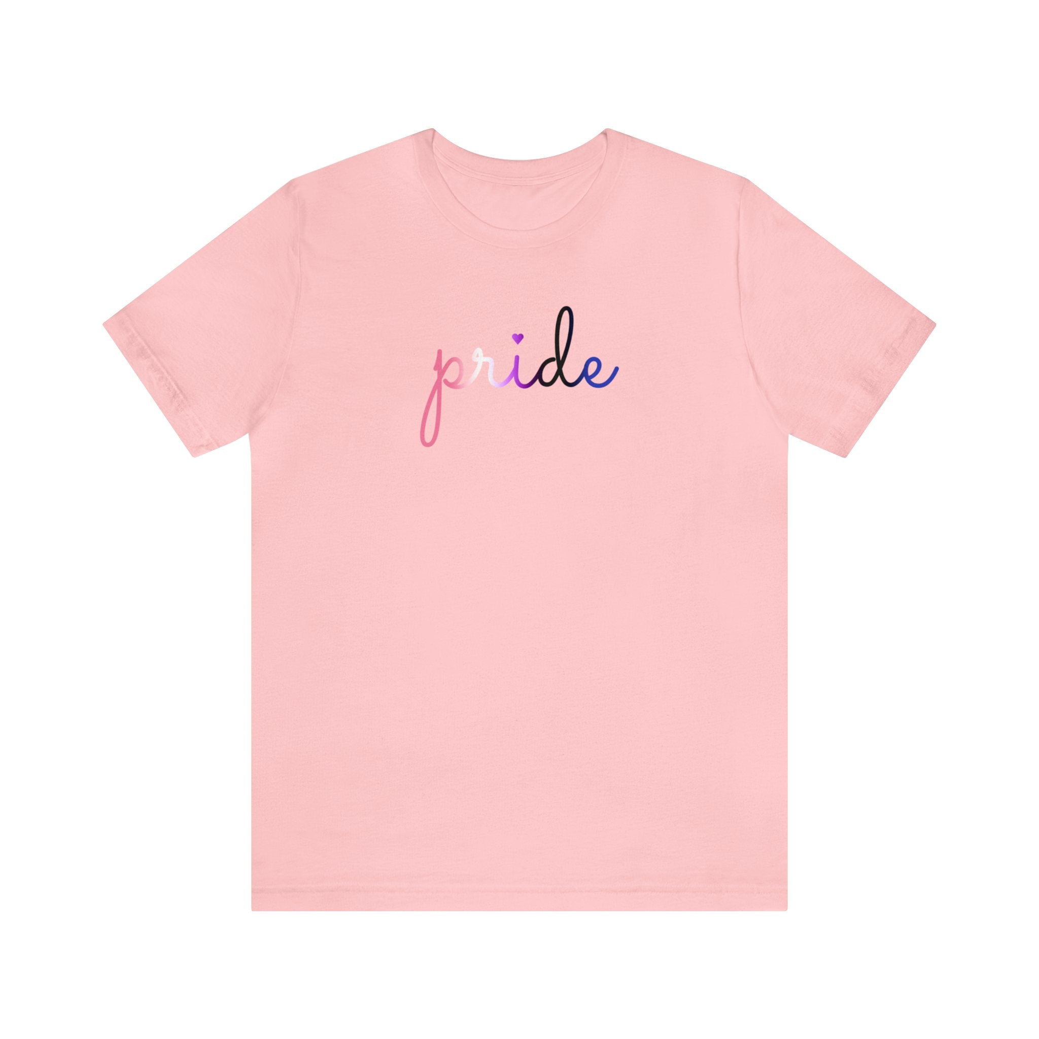 Genderfluid Pride T-Shirt: Flowing Cursive 'Pride' in Gradient Hues