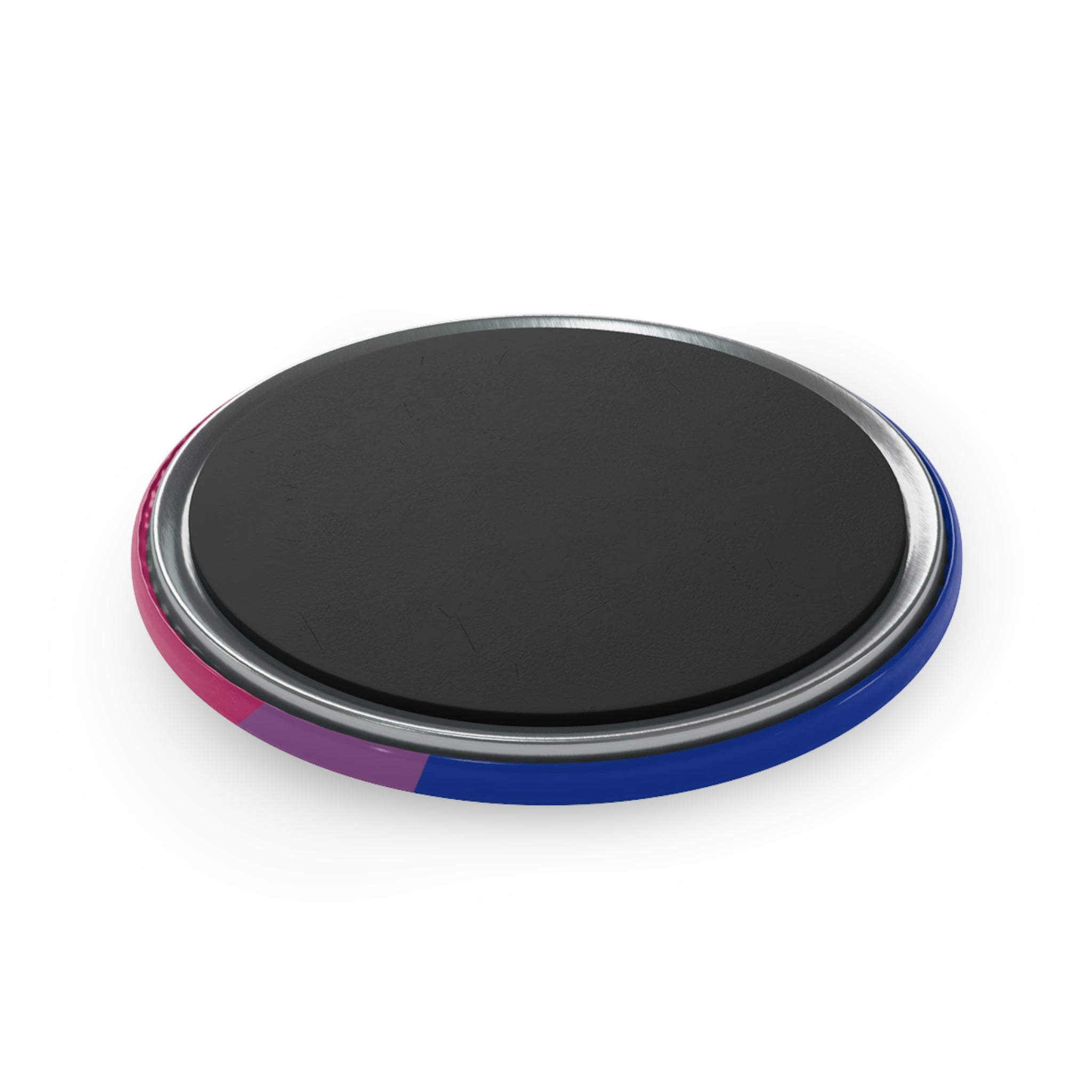 Bisexual Pride Flag Magnet: Wavey Round Button for Fridge