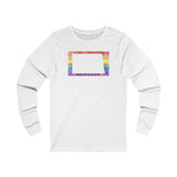 North Dakota Pride Flag Long Sleeve Tee: Rainbow LGBTQ+ State Silhouette Distressed Long Sleeve T-Shirt