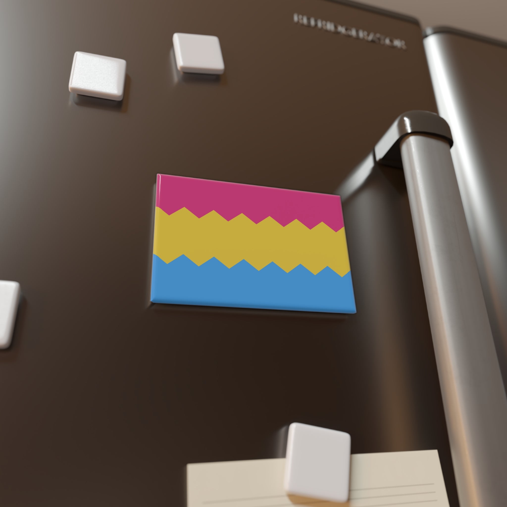 Pansexual Pride Flag Magnet: Wavey Rectangle Button for Fridge
