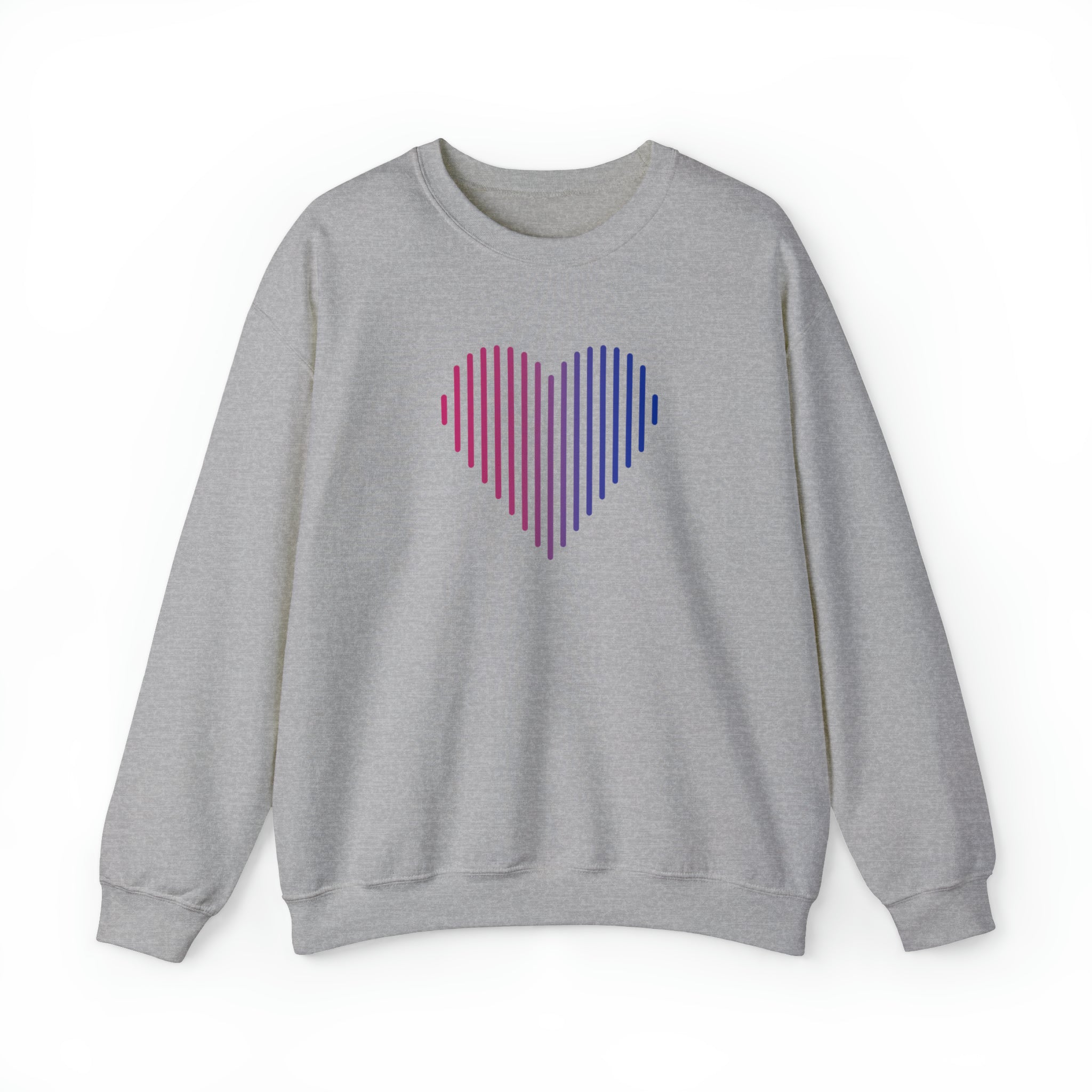 Bisexual Heart Lines Sweater: Pride Gradient Sweatshirt
