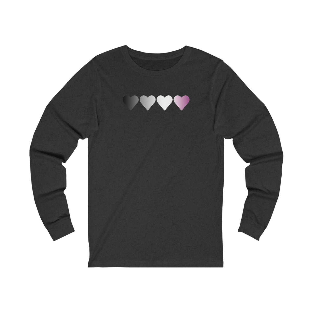 Asexual Flag Hearts Long Sleeve Tee: Pride LGBTQ+ Gradient Design
