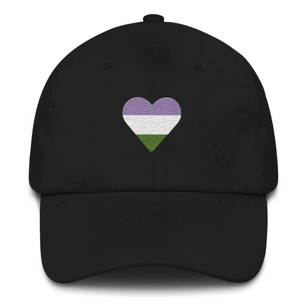 Genderqueer Flag Embroidered Heart Hat: Celebratory LGBTQ+ Pride Design