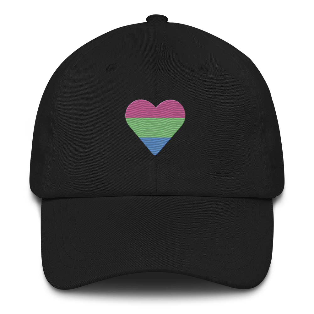 Polysexual Flag Embroidered Heart Hat: Celebratory LGBTQ+ Pride Design