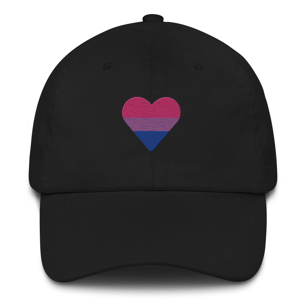 Bisexual Flag Embroidered Heart Hat: Celebratory LGBTQ+ Pride Design