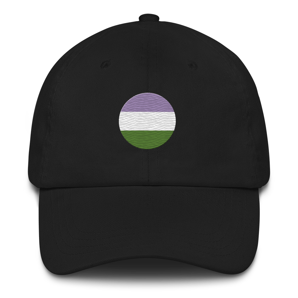 Genderqueer Flag Embroidered Circle Cap: Celebratory LGBTQ+ Pride Design