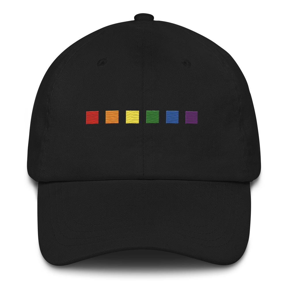 Embroidered Pride Hat: Pride Flag Horizontal Square Design