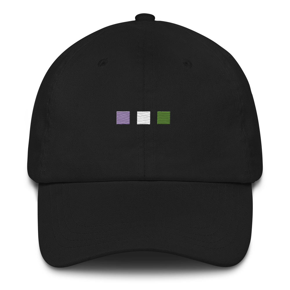 Embroidered Genderqueer Hat: Pride Flag Horizontal Square Design