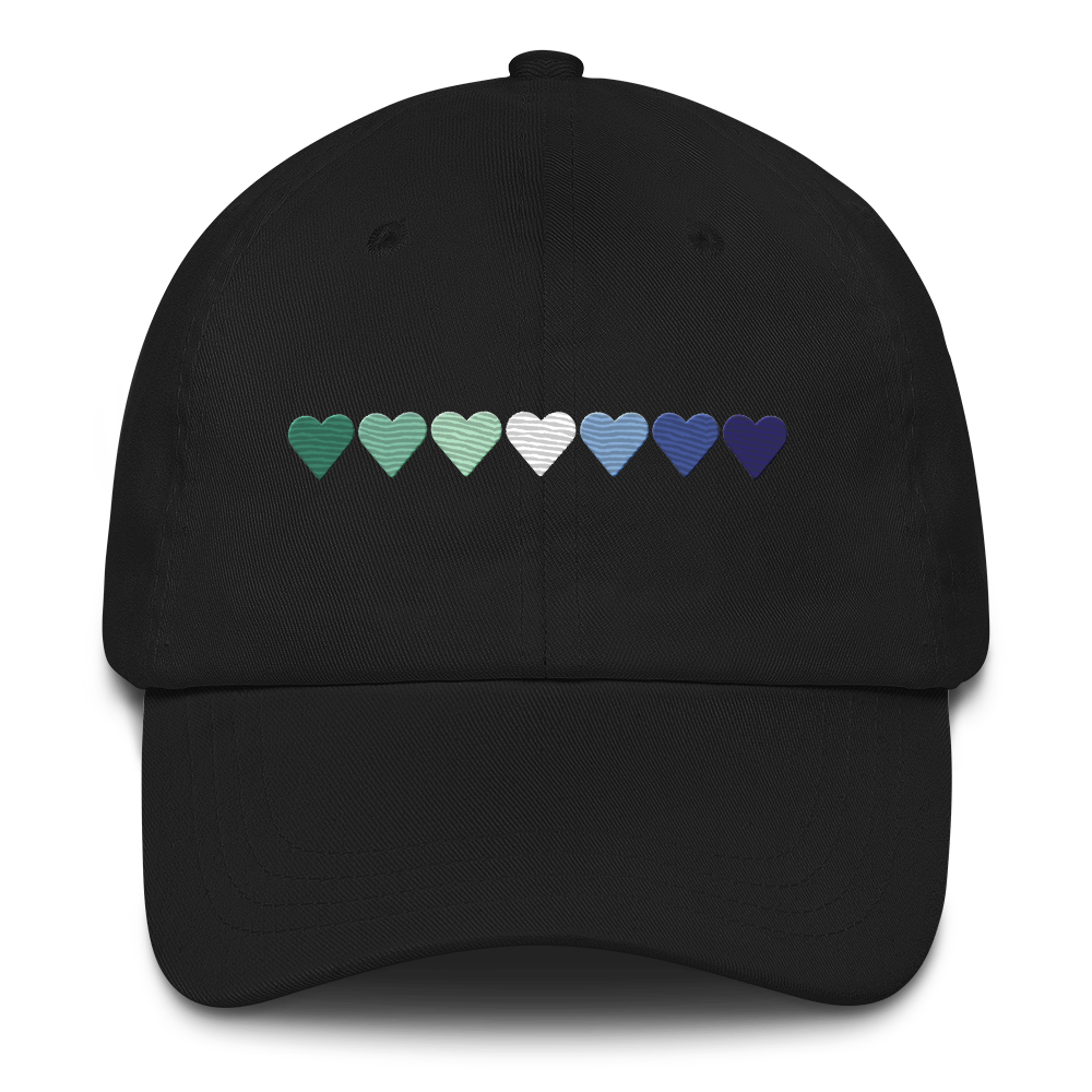 Embroidered Gay Pride Hat: Pride Flag Horizontal Heart Design