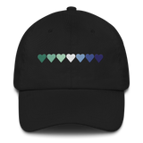 Embroidered Gay Pride Hat: Pride Flag Horizontal Heart Design