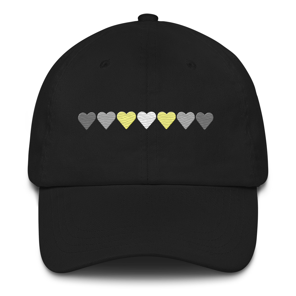 Embroidered Demigender Hat: Pride Flag Horizontal Heart Design