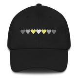 Embroidered Demigender Hat: Pride Flag Horizontal Heart Design