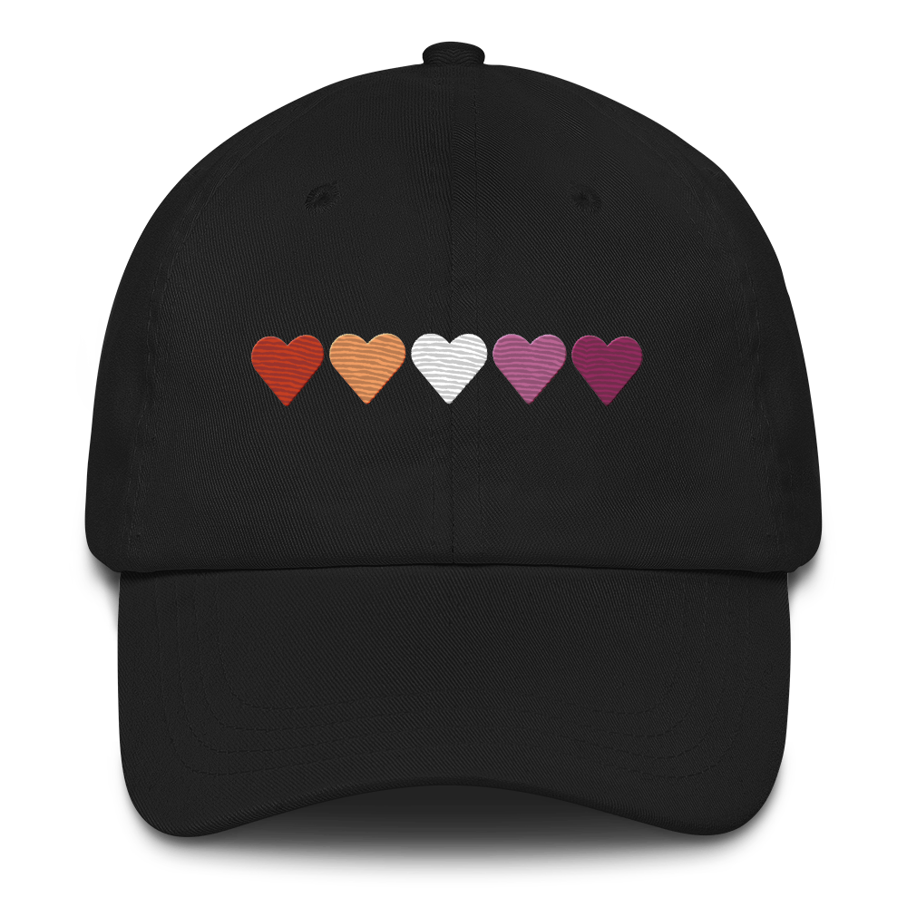 Embroidered Lesbian Hat: Pride Flag Horizontal Heart Design