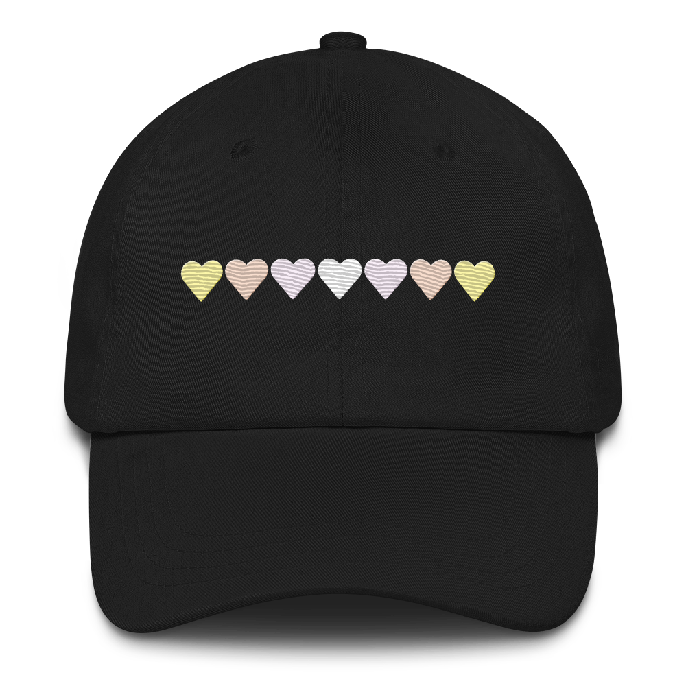 Embroidered Pangender Hat: Pride Flag Horizontal Heart Design