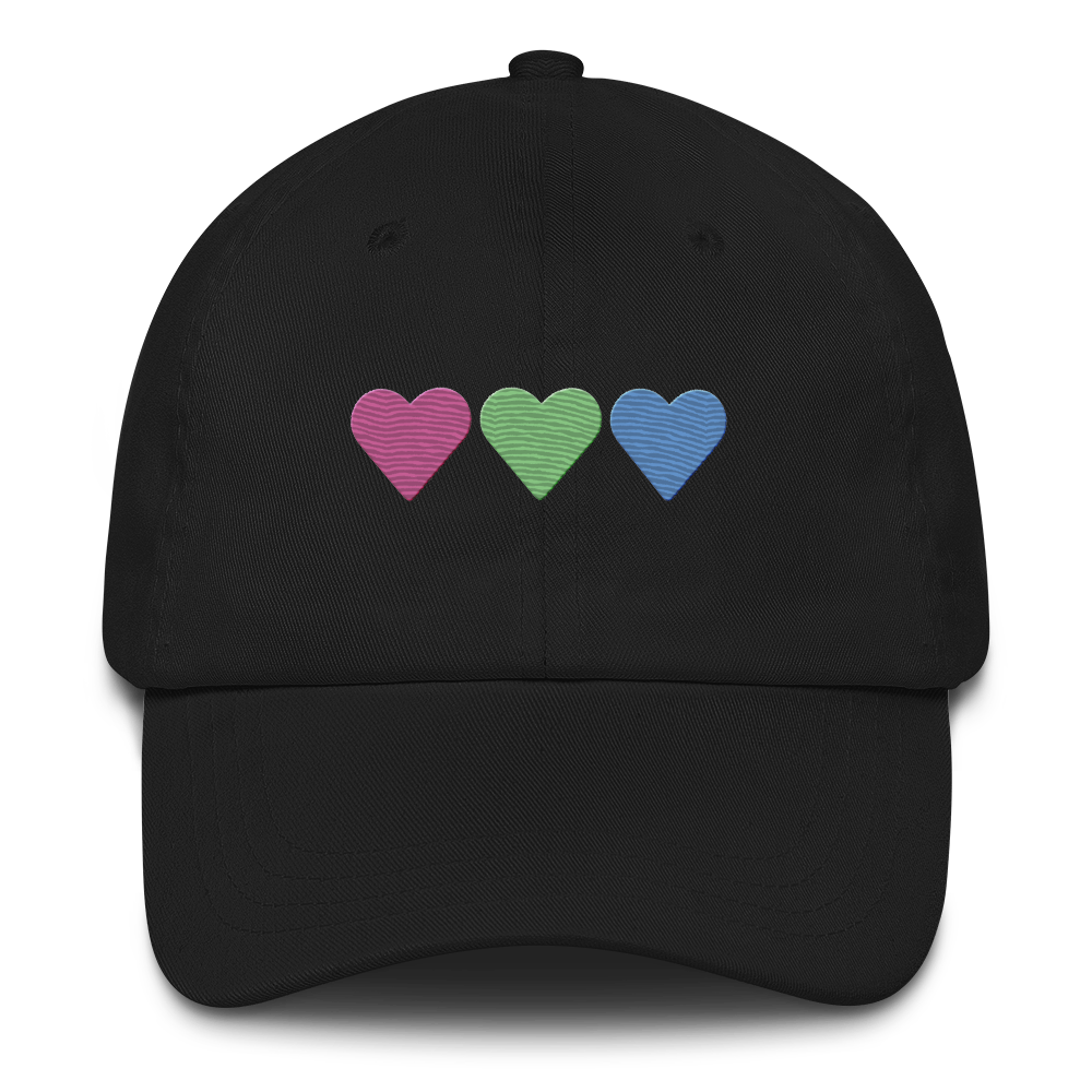 Embroidered Polysexual Hat: Pride Flag Horizontal Heart Design