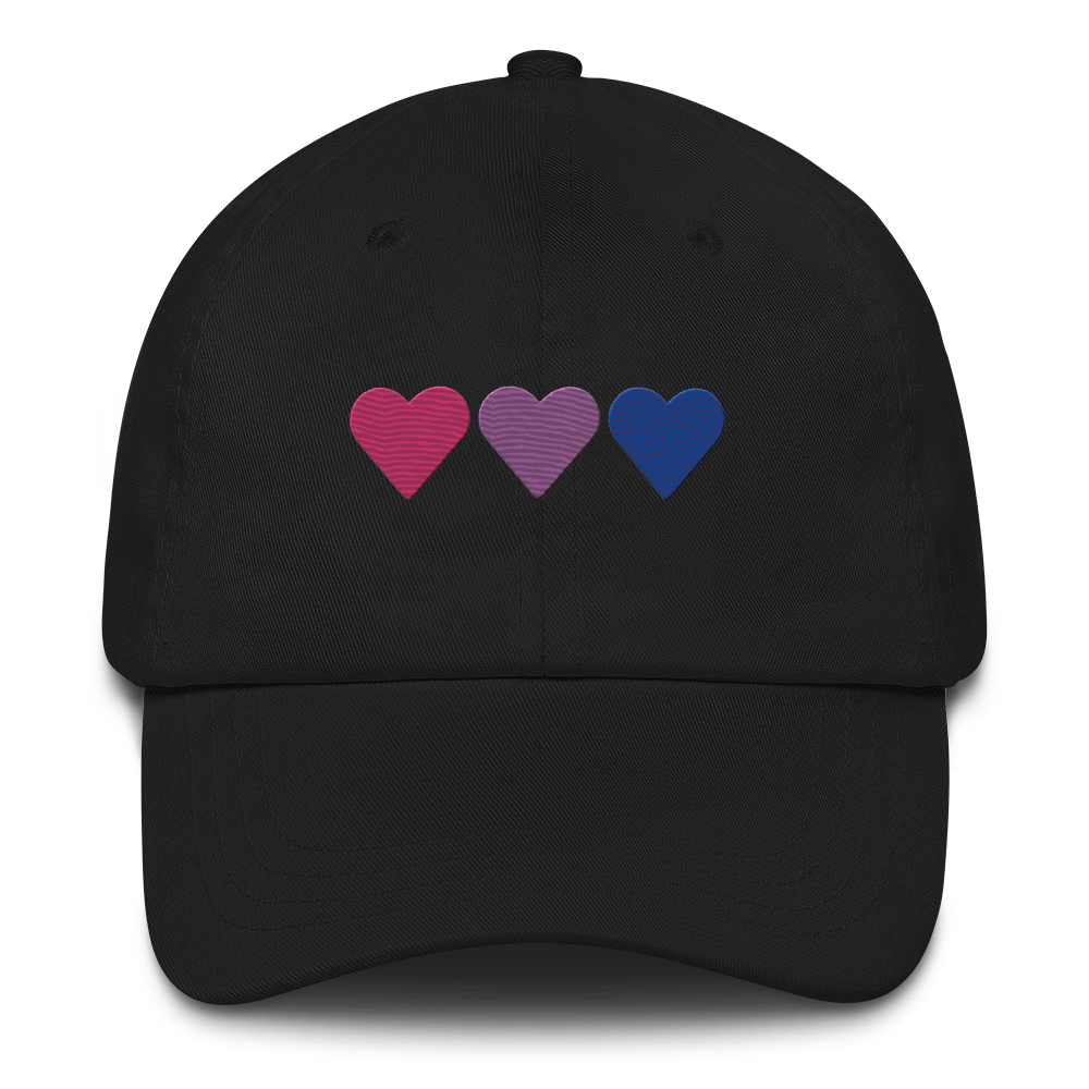 Embroidered Bisexual Hat: Pride Flag Horizontal Heart Design