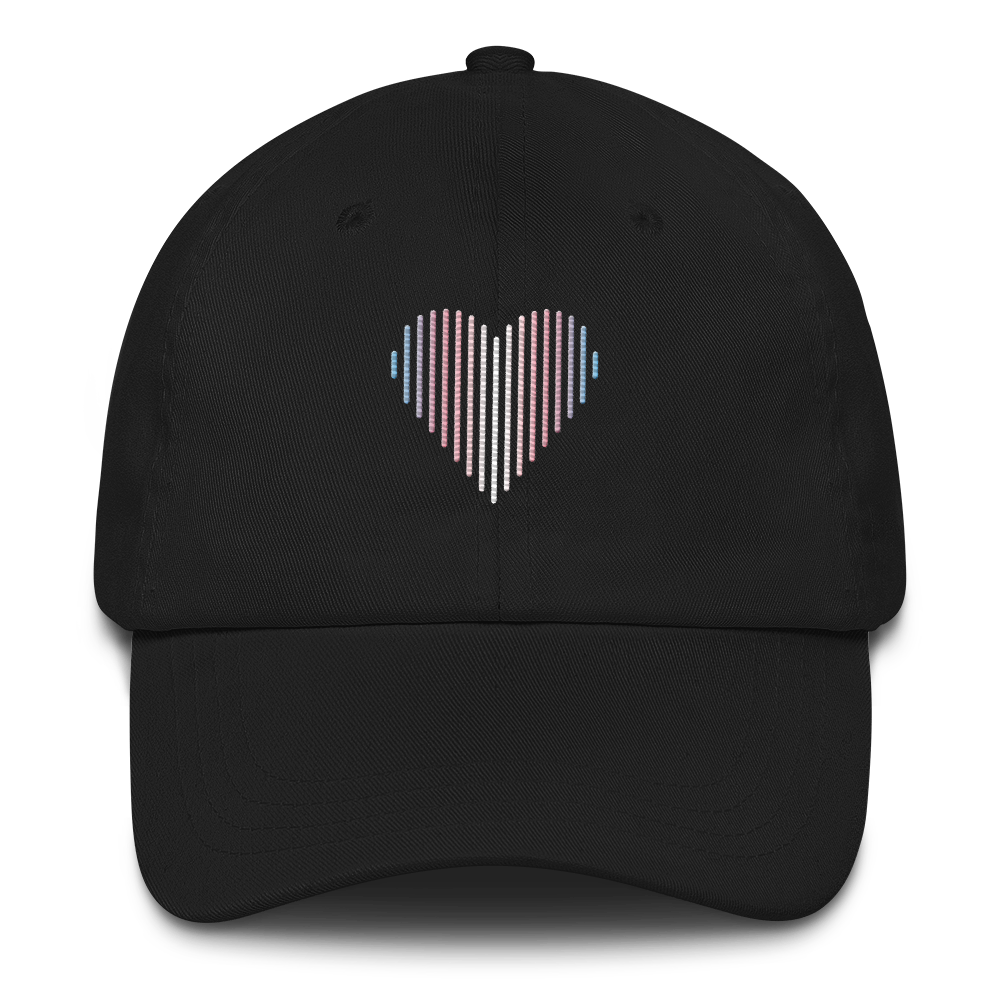 Transgender Heart Lines Hat: Embroidered Pride Gradient Cap