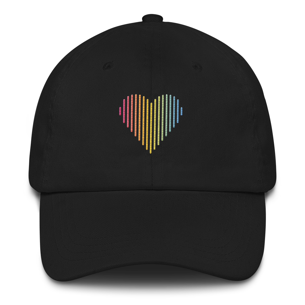 Pansexual Heart Lines Hat: Embroidered Pride Gradient Cap