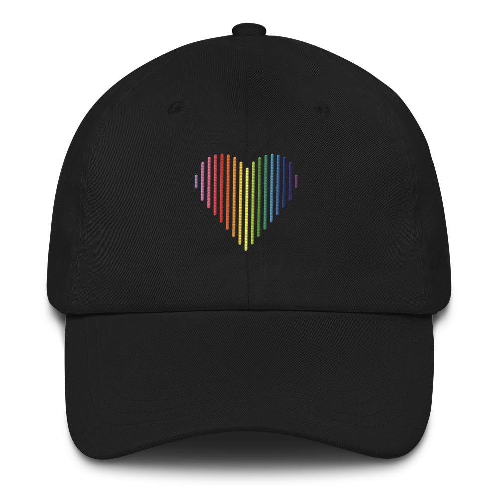Gilbert Baker Pride Heart Lines Hat: Embroidered Pride Gradient Cap