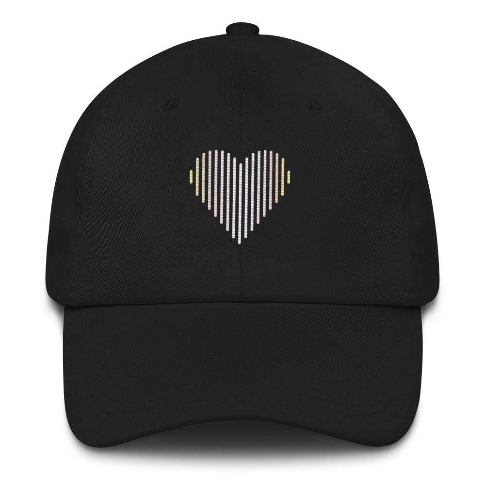 Pangender Heart Lines Hat: Embroidered Pride Gradient Cap