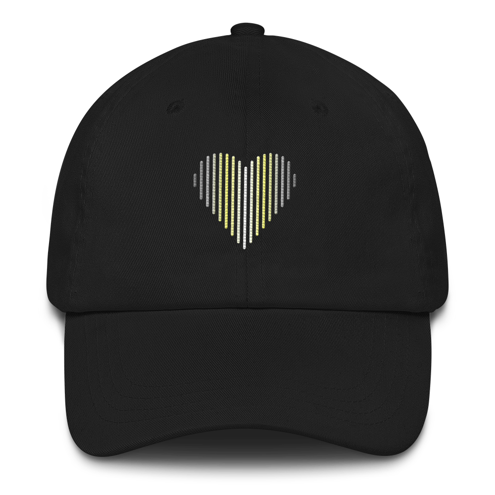 Demigender Heart Lines Hat: Embroidered Pride Gradient Cap