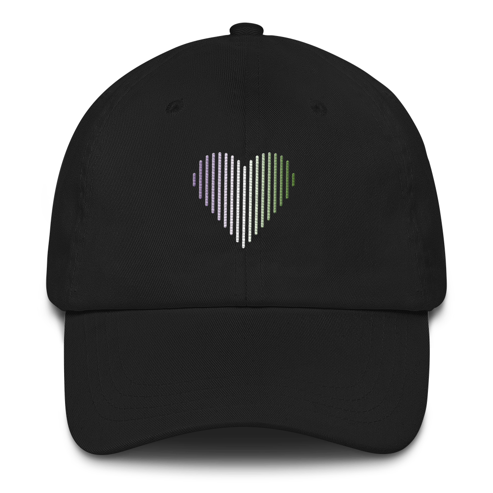 Genderqueer Heart Lines Hat: Embroidered Pride Gradient Cap