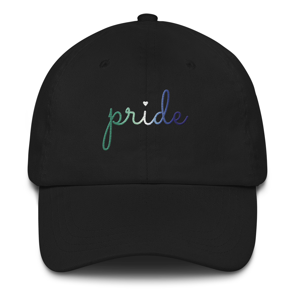 Gay Pride Hat: Cursive 'Pride' in Gradient Colors