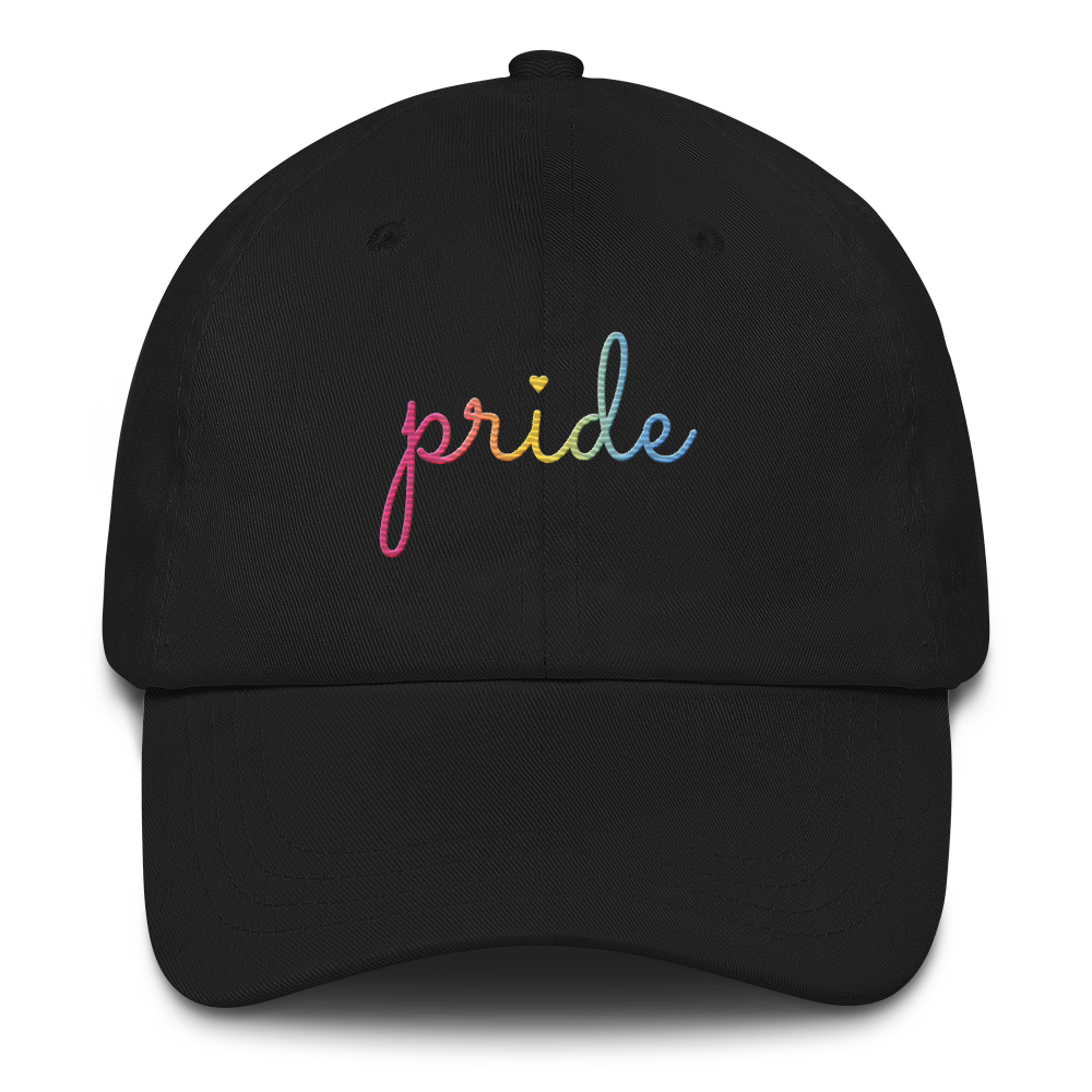 Pansexual Pride Hat: Cursive 'Pride' in Gradient Colors
