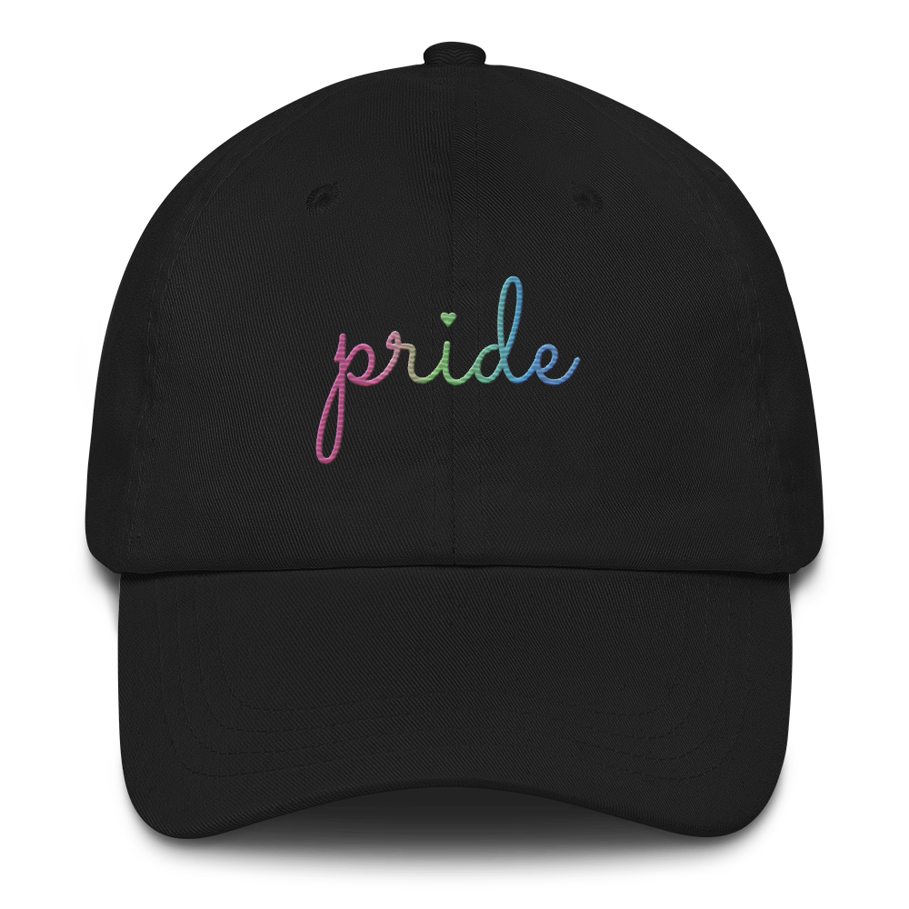 Polysexual Pride Hat: Cursive 'Pride' in Gradient Colors