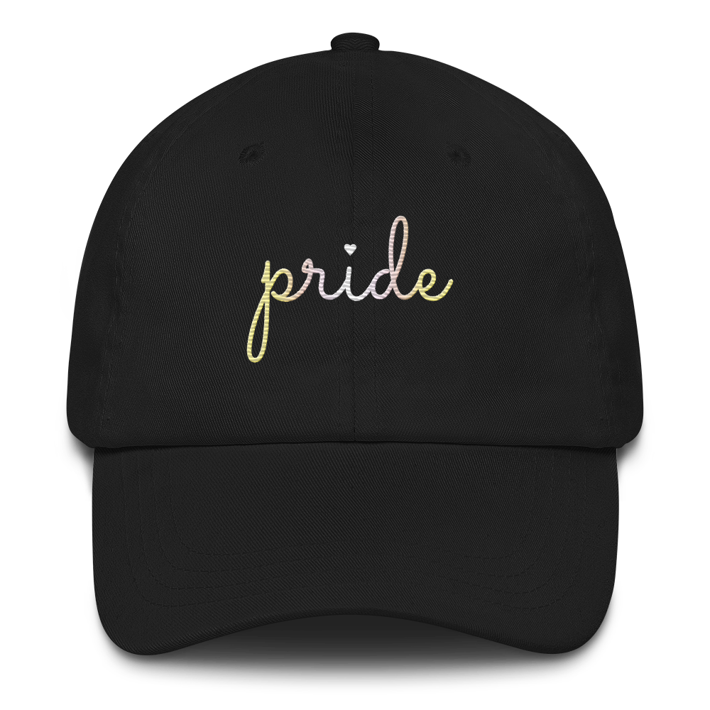 Pangender Pride Hat: Cursive 'Pride' in Gradient Colors