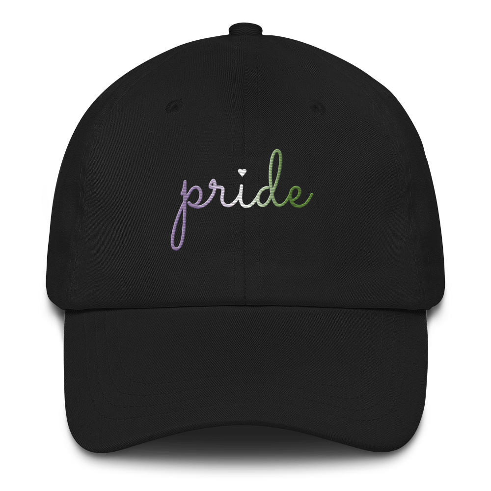 Genderqueer Pride Hat: Cursive 'Pride' in Gradient Colors