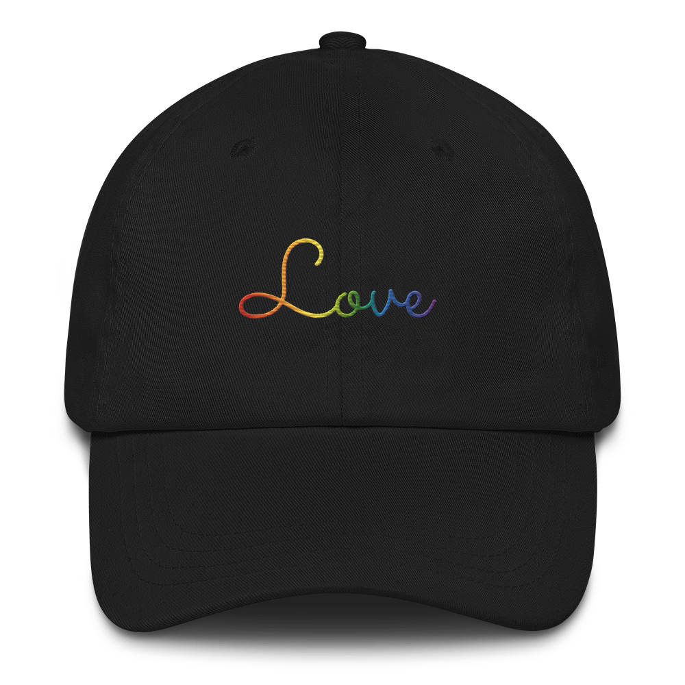 Pride Love Script Hat: Elegantly Embroidered Pride Cap