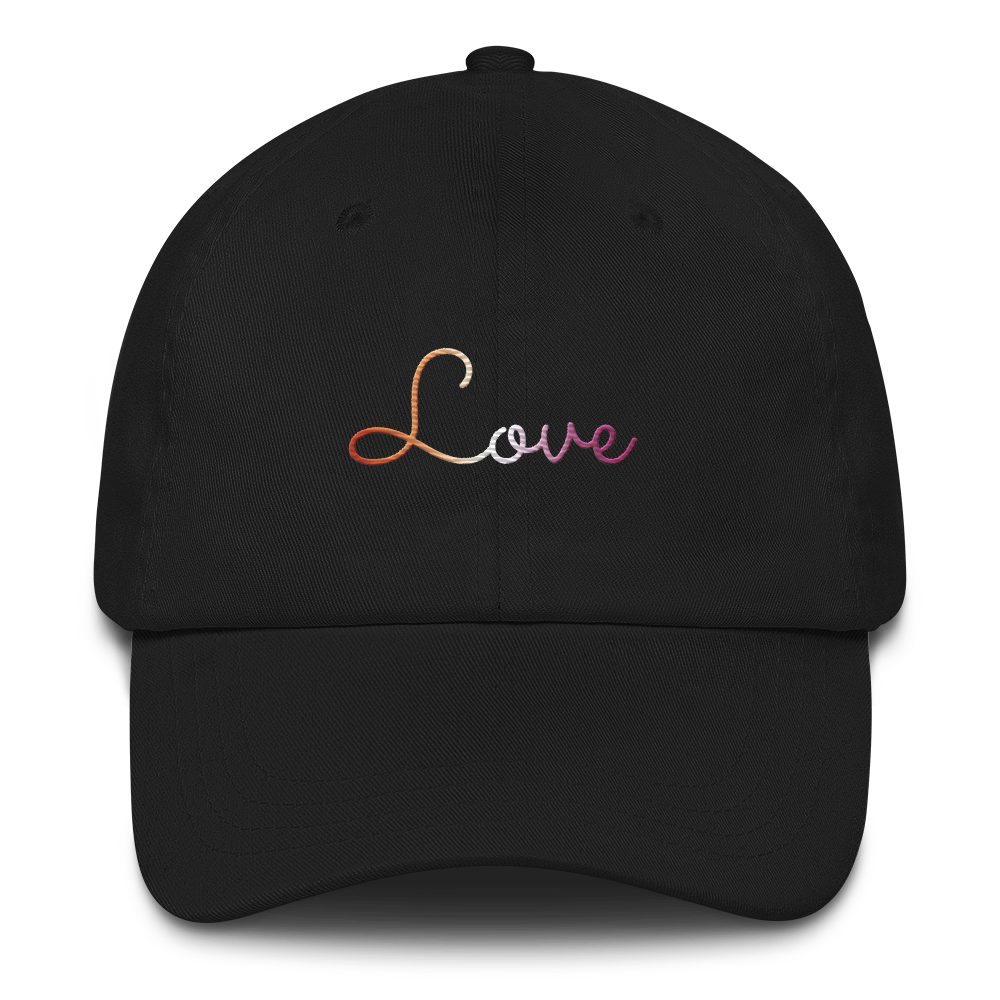 Lesbian Love Script Hat: Elegantly Embroidered Pride Cap