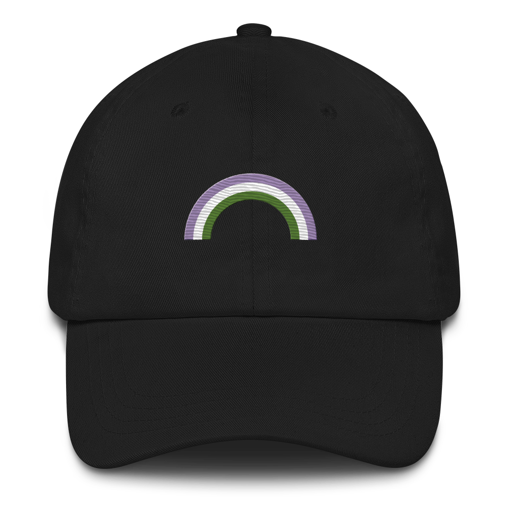 Embroidered Genderqueer Rainbow Hat: Pride Flag LGBTQ+ Design