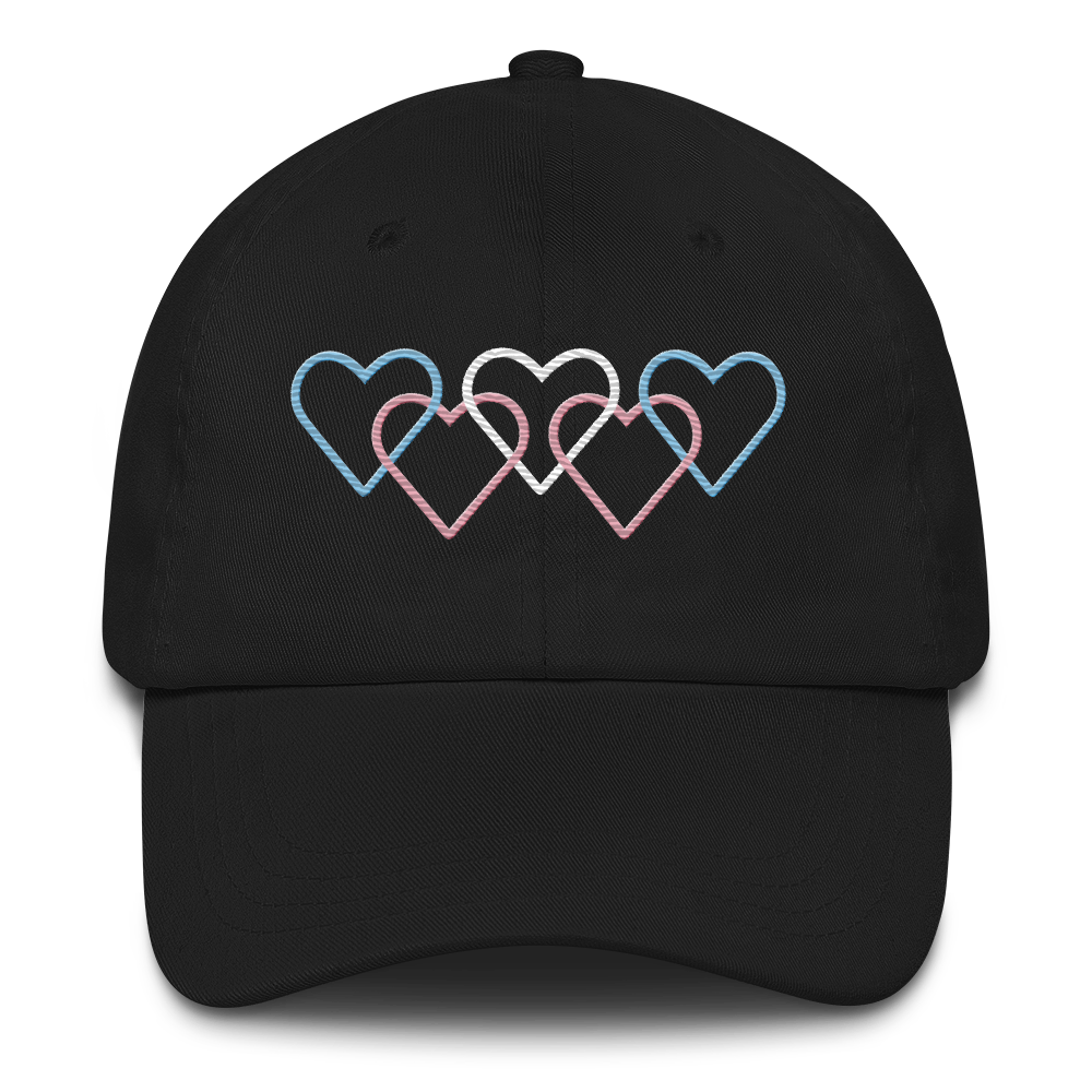 Transgender Pride Hat: Interlaced Heart Outlines Embroidered Cap