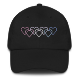 Bigender Pride Hat: Interlaced Heart Outlines Embroidered Cap