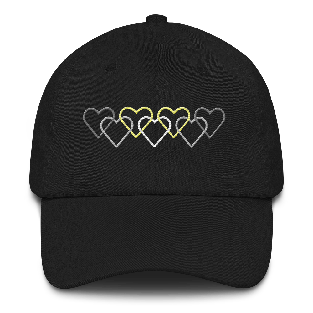 Demigender Pride Hat: Interlaced Heart Outlines Embroidered Cap